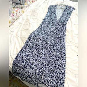 Navy and white wrap dress